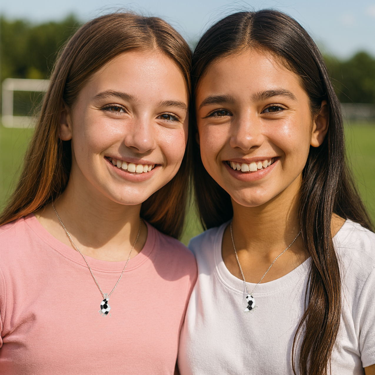 Girls Soccer Friendship Necklace Set