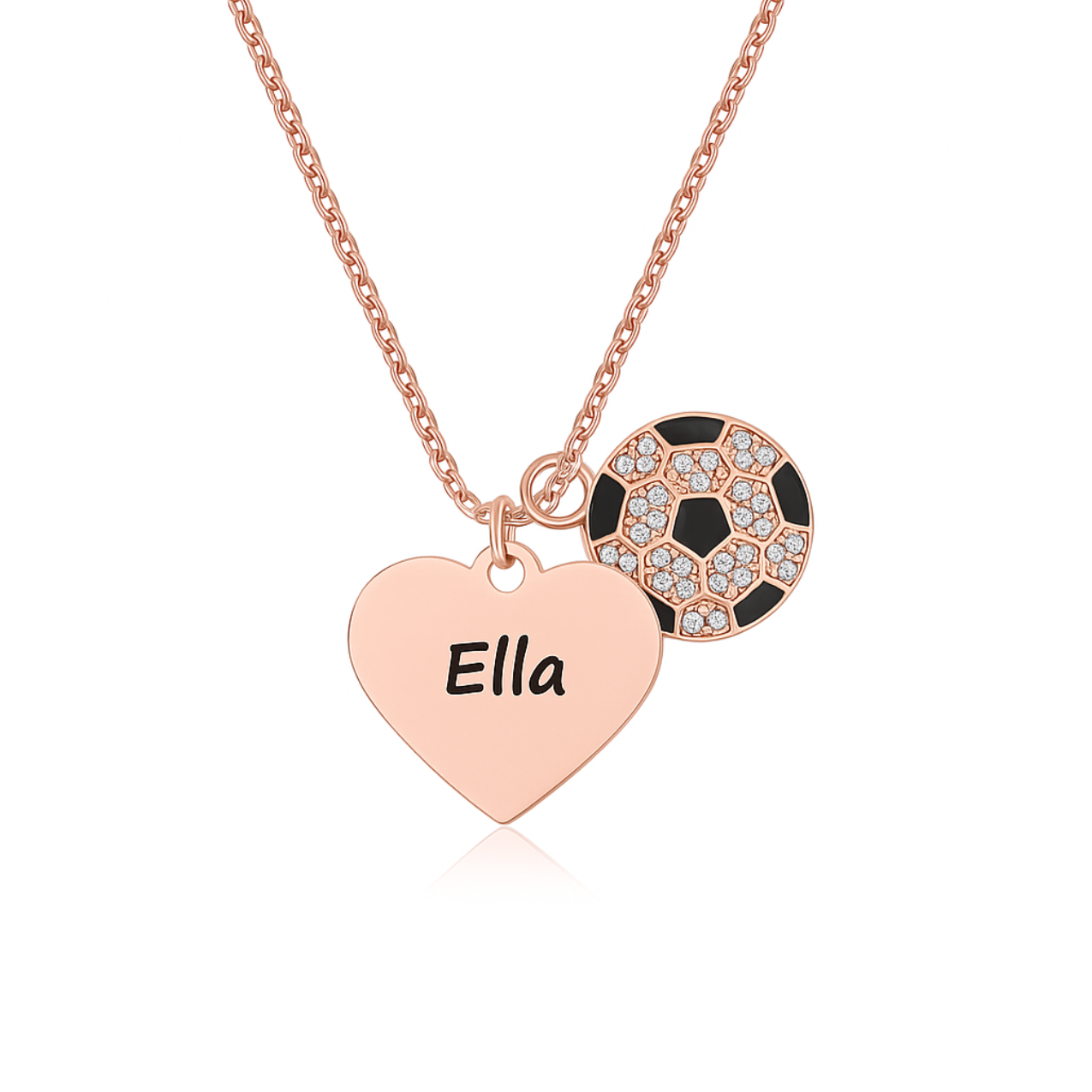 Soccer Engraved Heart CZ Necklace