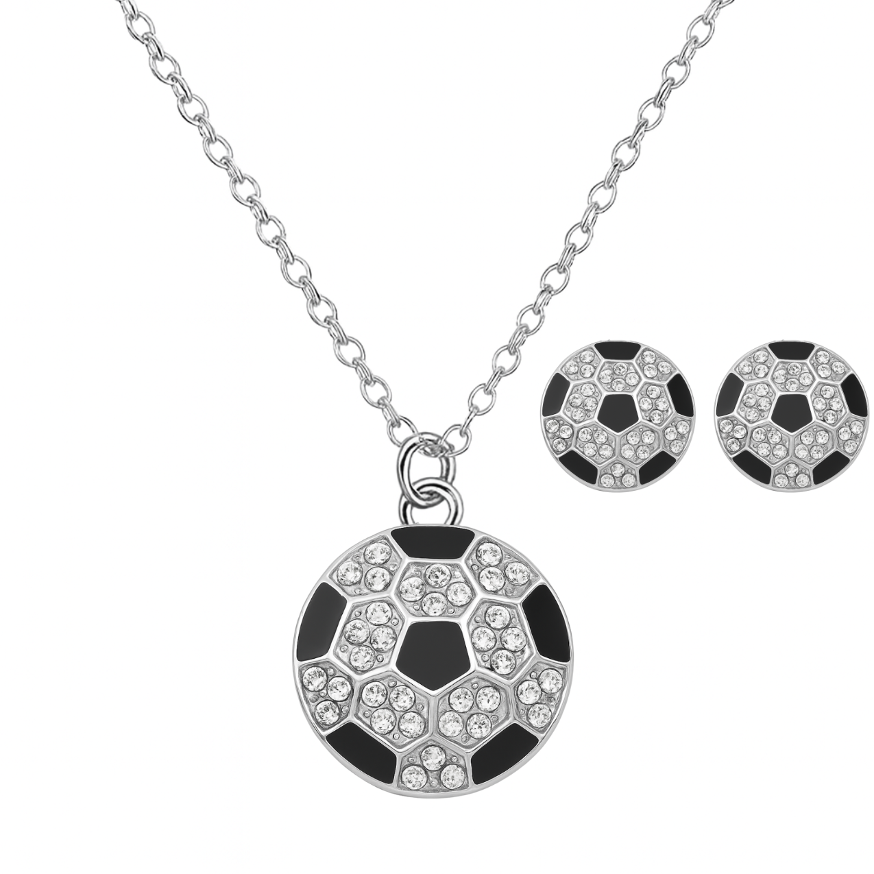 Soccer Rhinestone Necklace & Earrings