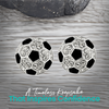 Round soccer-inspired earrings featuring black and clear crystal design, stylish accessory for soccer lovers