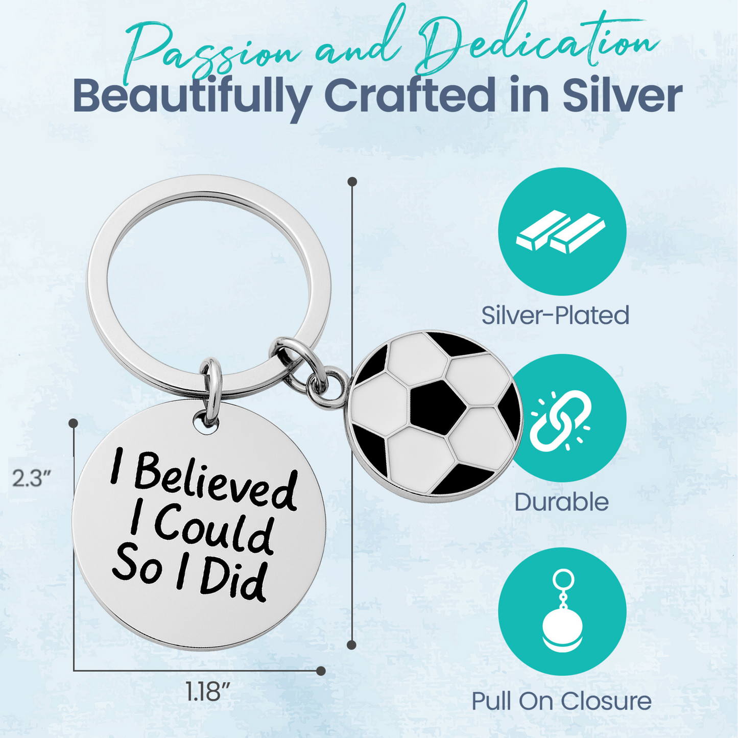 Gift-ready soccer keychain packaging card with “Gift For Your Loved Ones” messaging