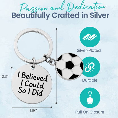 Gift-ready soccer keychain packaging card with “Gift For Your Loved Ones” messaging