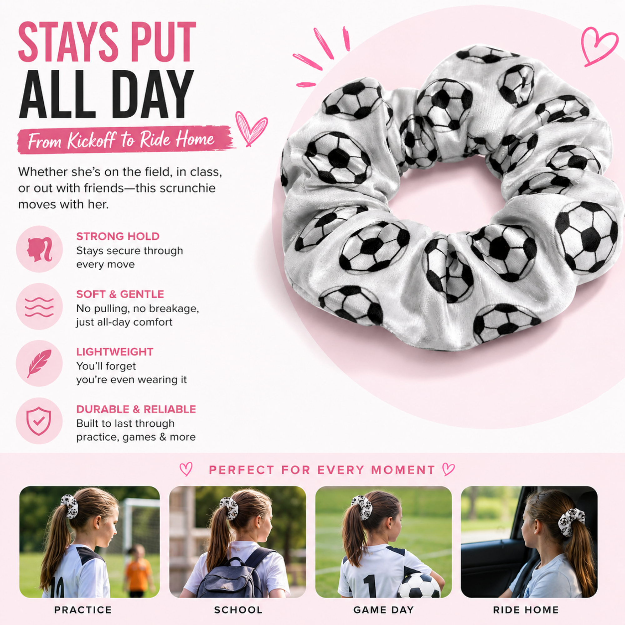 Soccer Premium Velvet Scrunchie