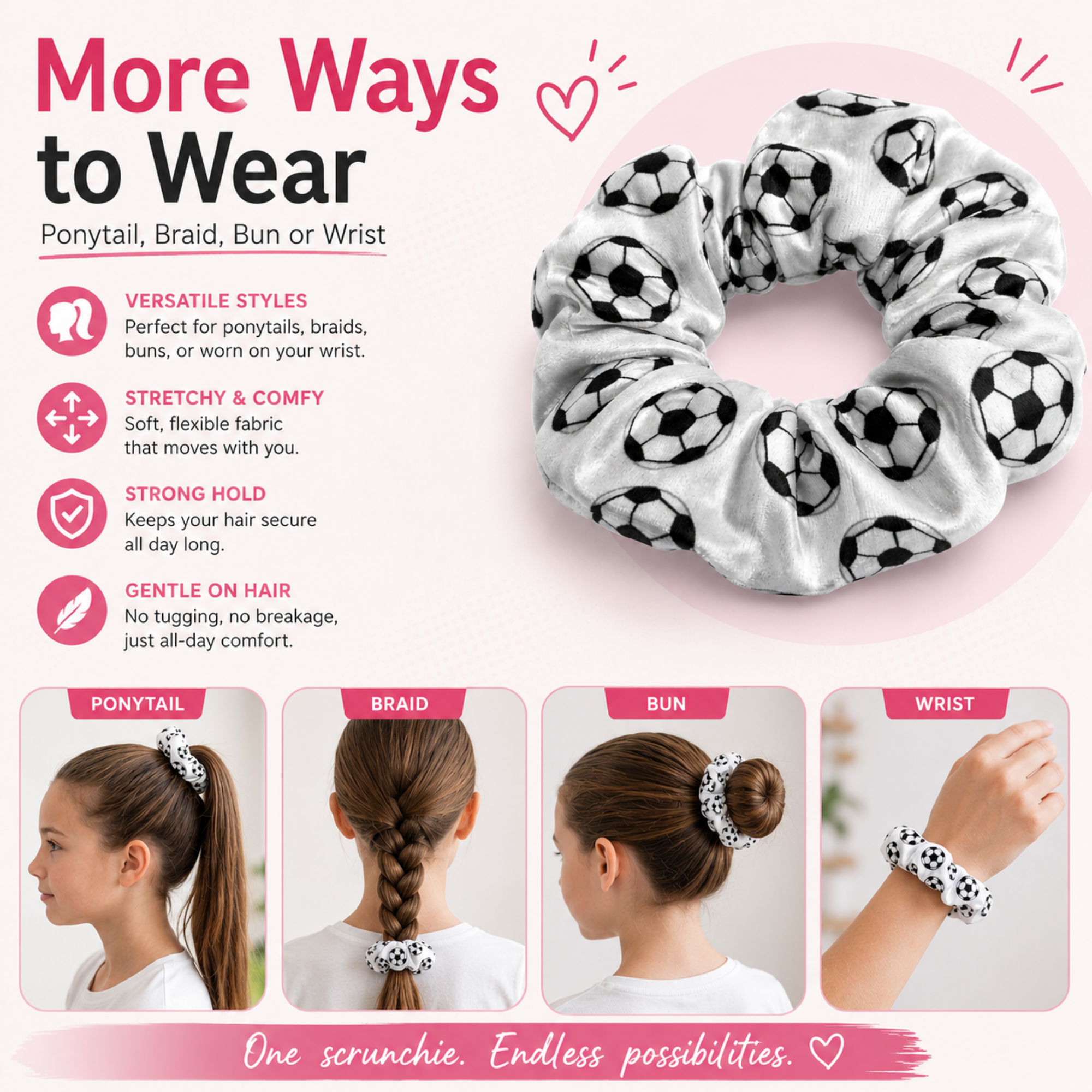 Soccer Premium Velvet Scrunchie