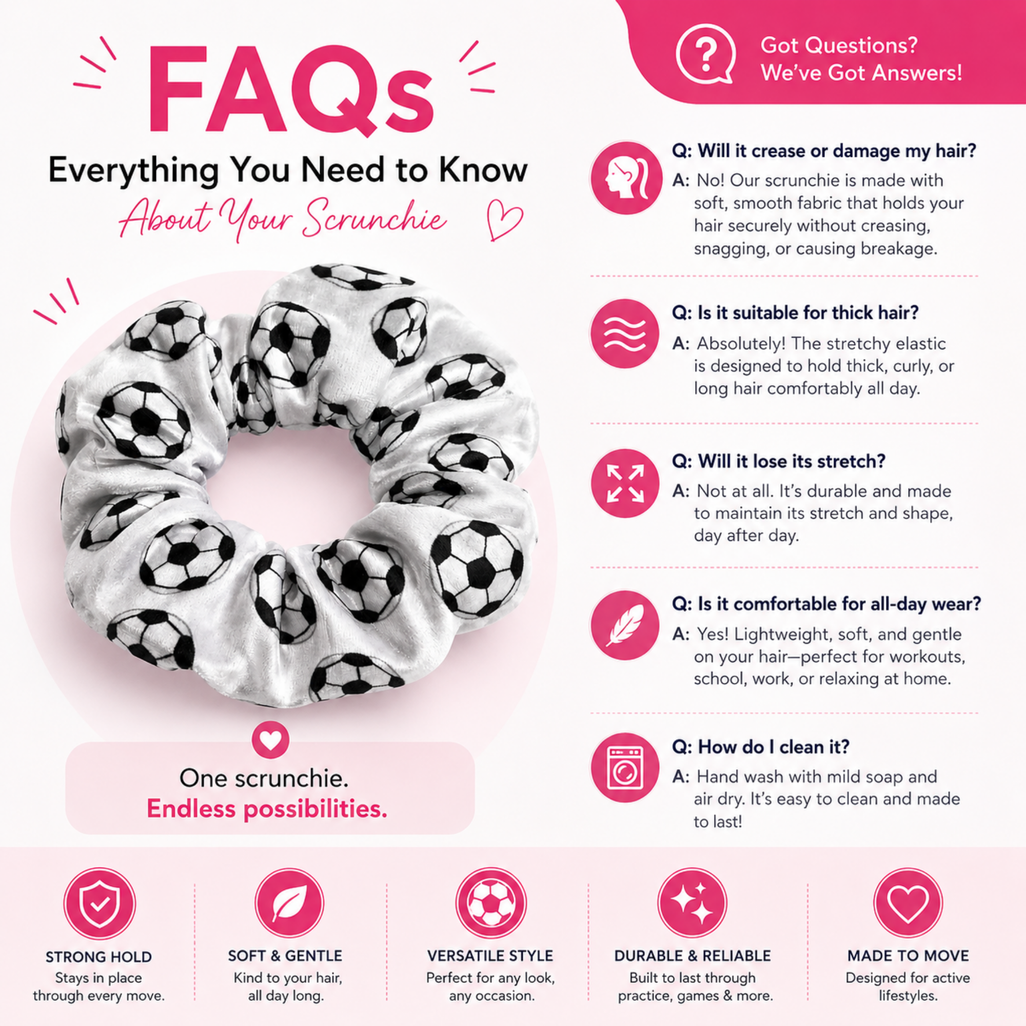 Soccer Premium Velvet Scrunchie