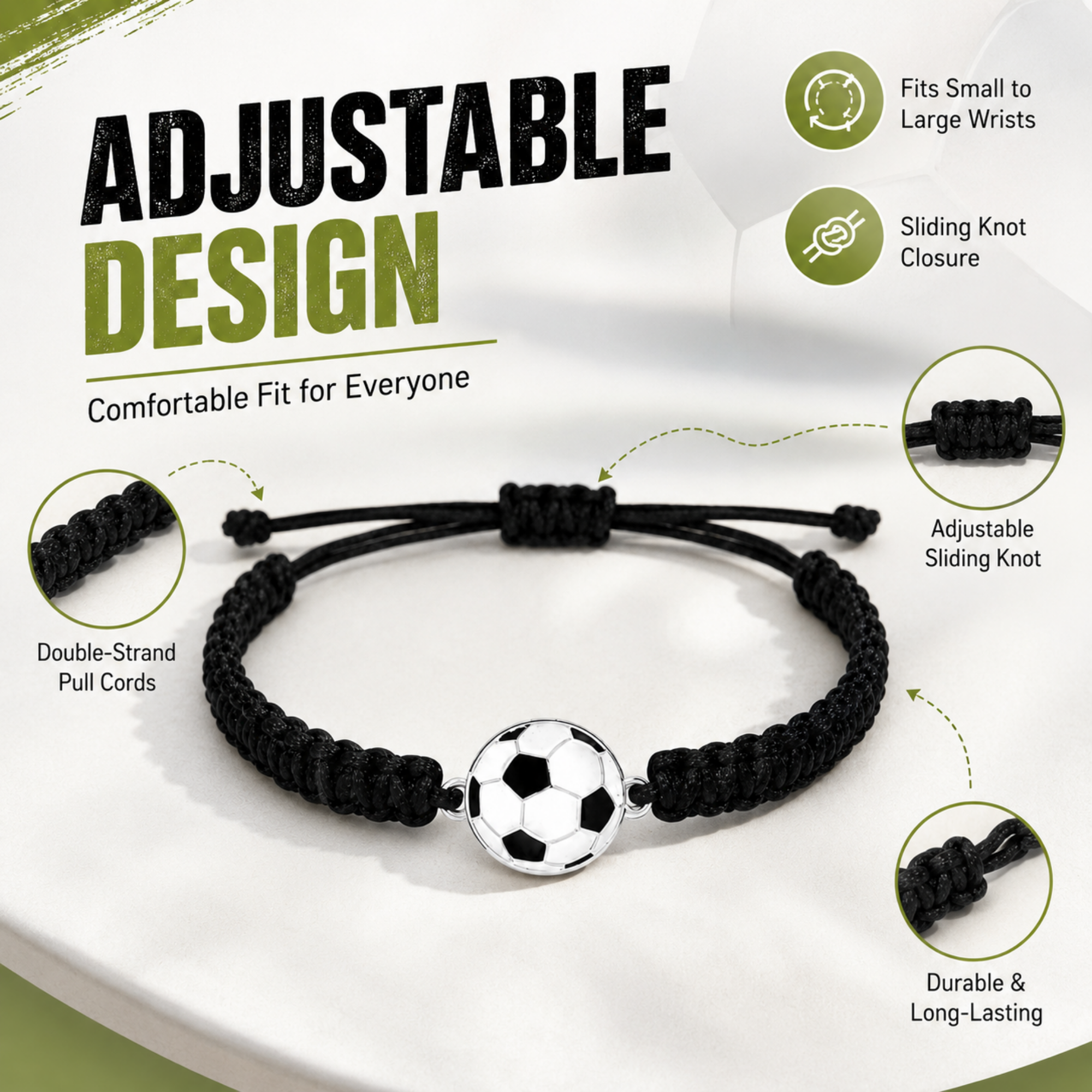 Soccer Rope Bracelet - Pick Color