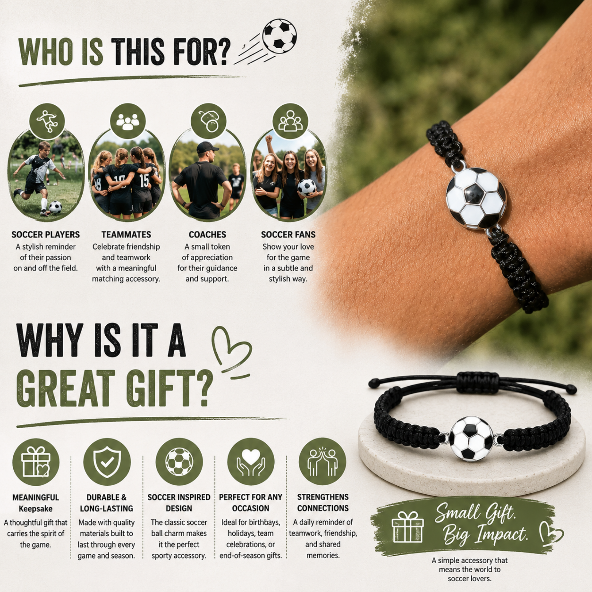Soccer Rope Bracelet - Pick Color