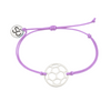 Adjustable purple rope bracelet featuring a stainless steel soccer ball charm