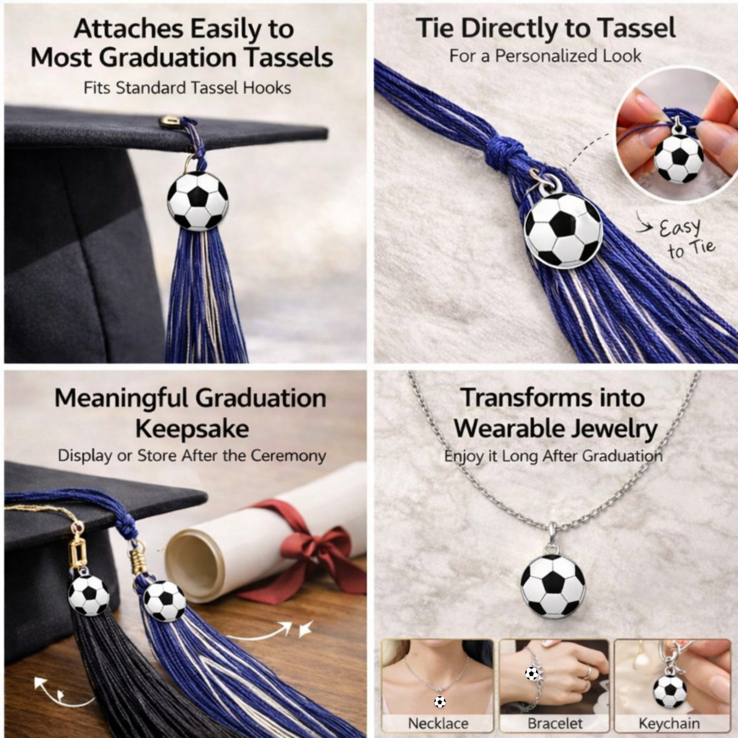 Soccer Graduation Tassel Charm
