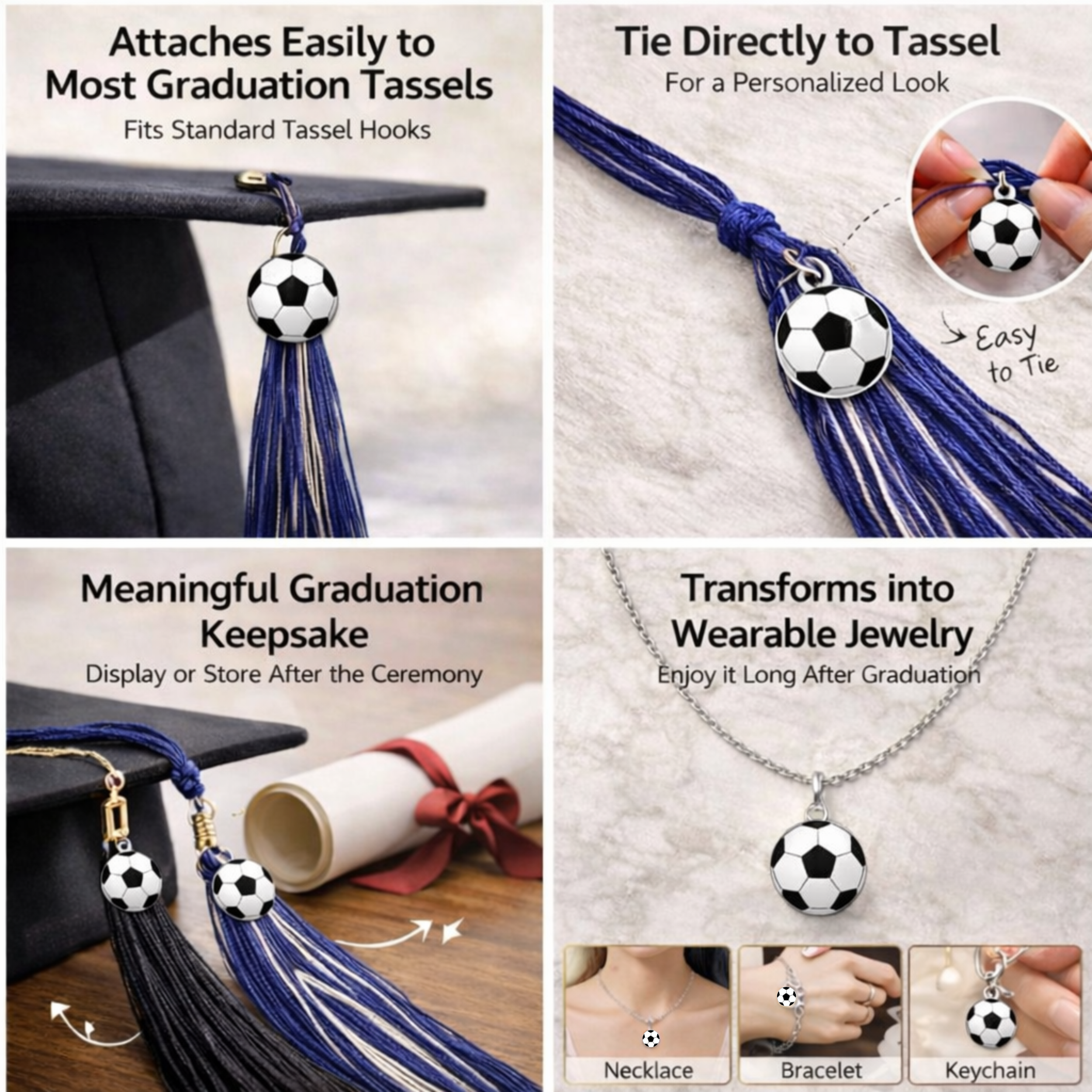Soccer Graduation Tassel Charm