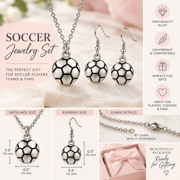 Soccer Necklace & Earring Gift Set