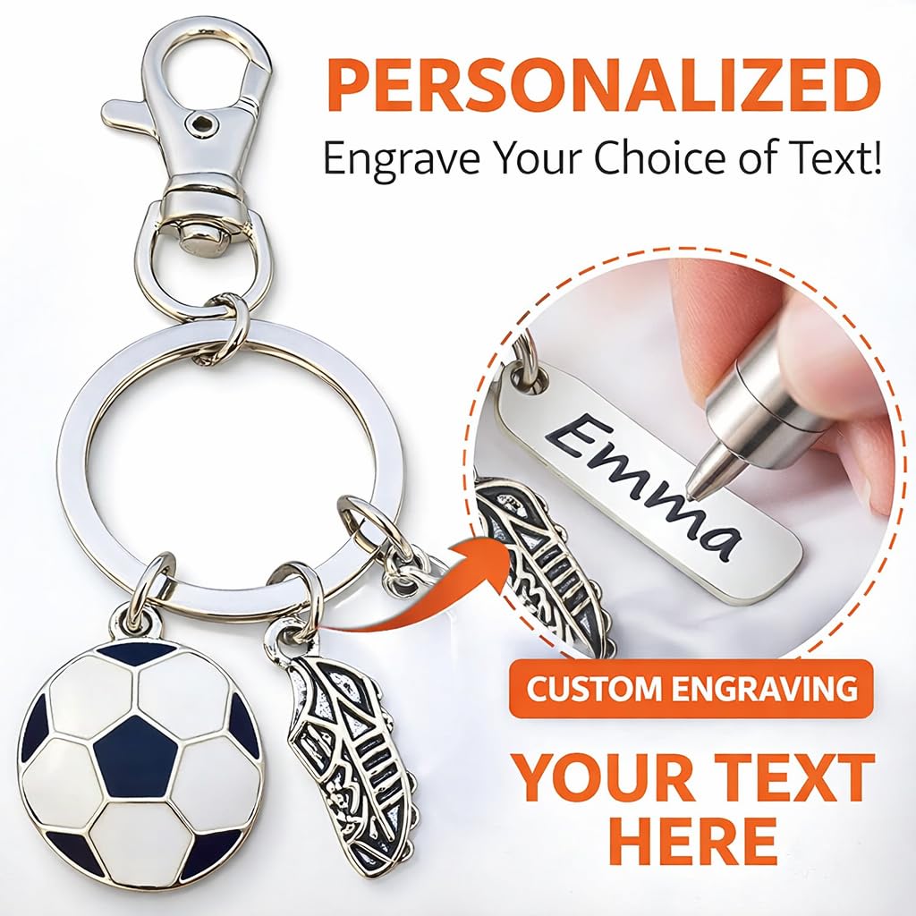 Soccer Zipper Pull with Engraved Charm