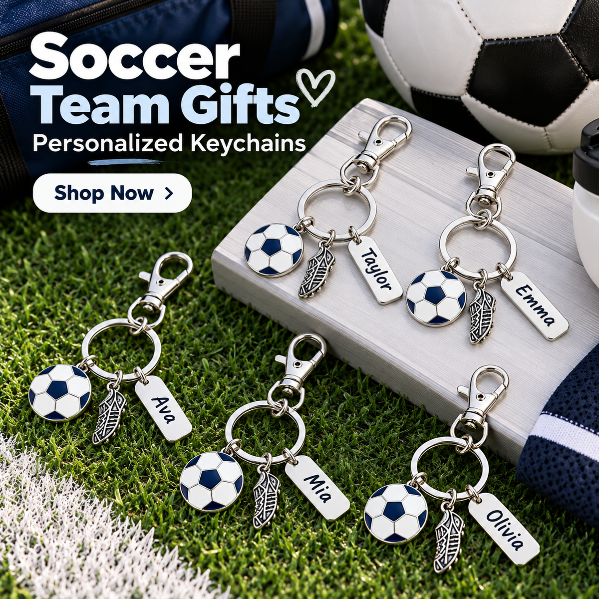 Soccer Zipper Pull with Engraved Charm