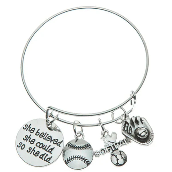 Softball She Believe She Could So She Did Charm Bracelet