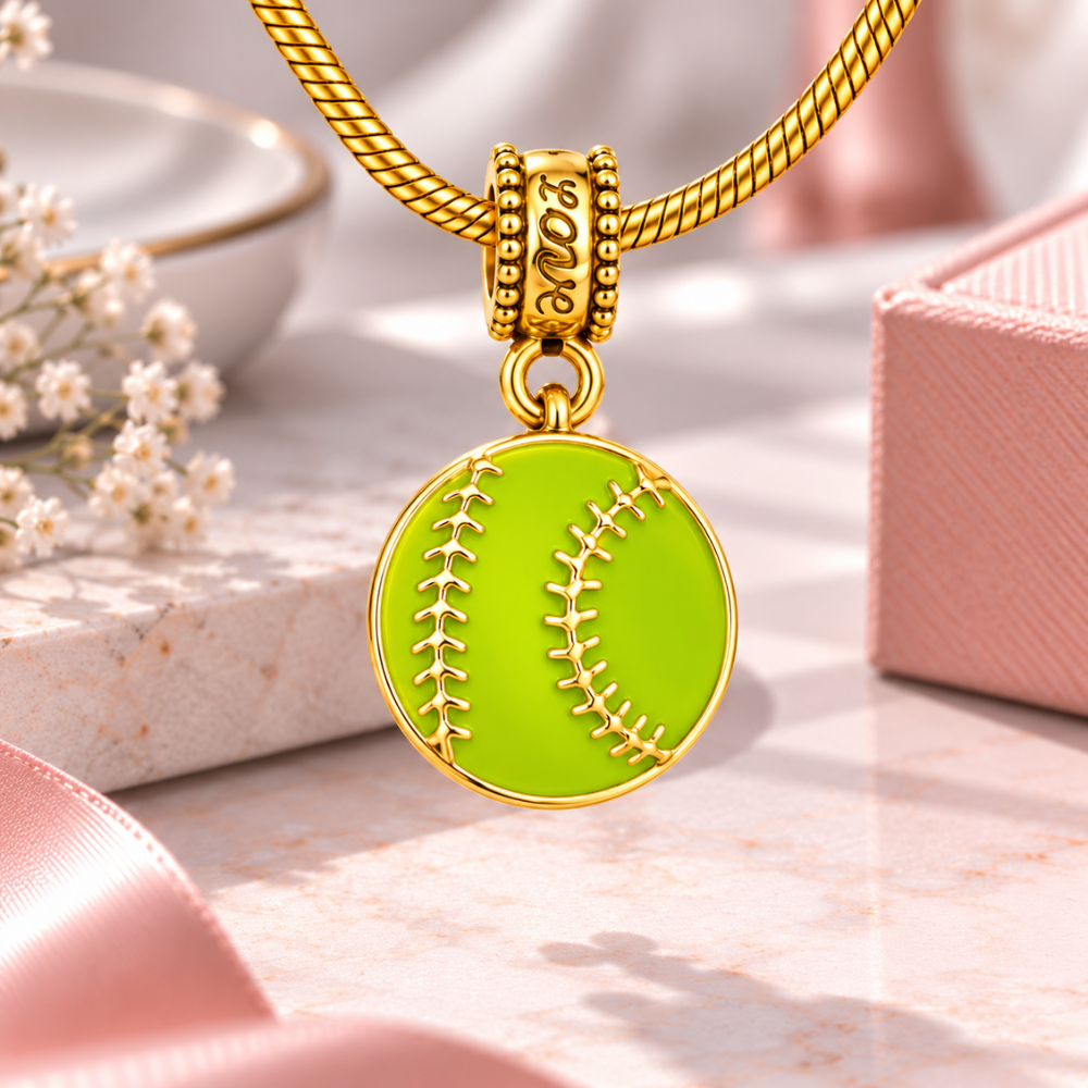 Softball Charm Bead - Gold