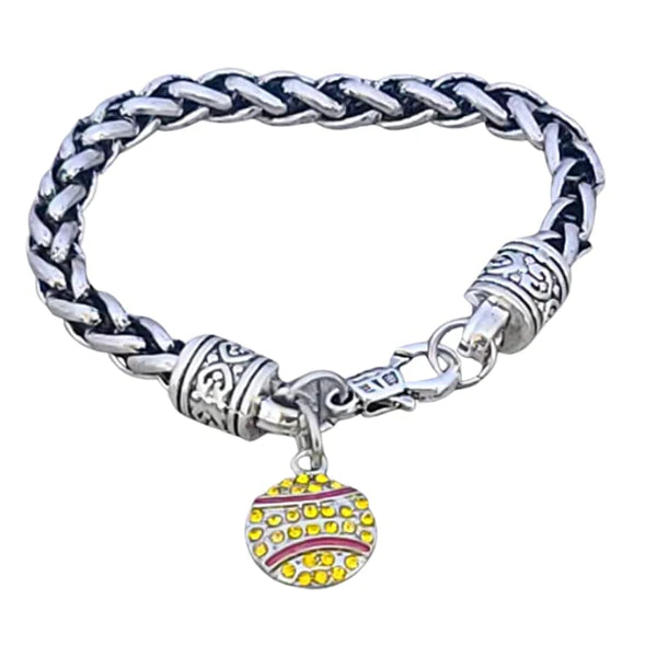 Personalized Softball Bracelet with Initial Charm