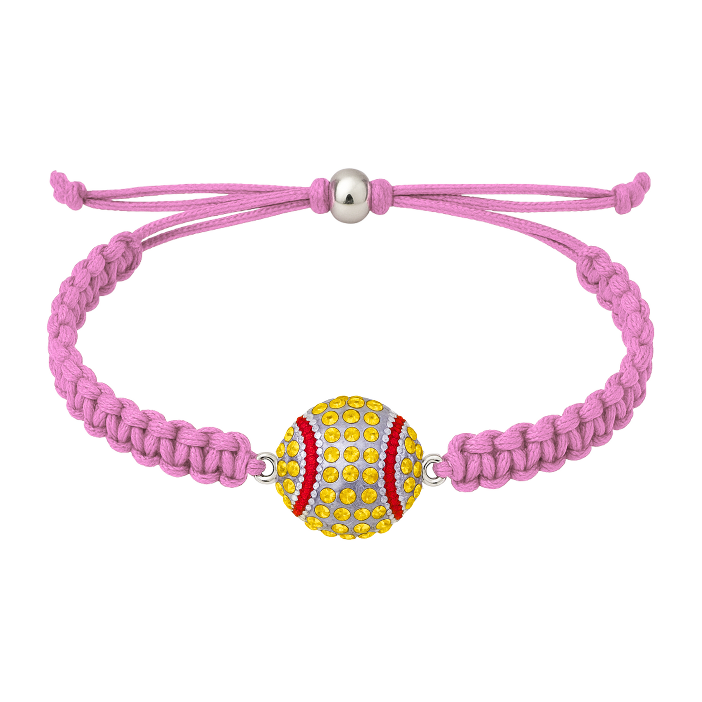 Baby pink rope bracelet with glittery softball charm, ideal gift for athletes