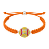 Orange rope bracelet with bright rhinestone softball charm, adjustable from 5" to 8"