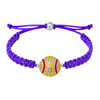 Purple softball bracelet with vibrant yellow rhinestone charm and durable braid