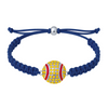 Dark Navy blue rope bracelet featuring glittery softball charm and silver accent bead