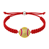 Red braided rope bracelet with rhinestone-accented softball charm.