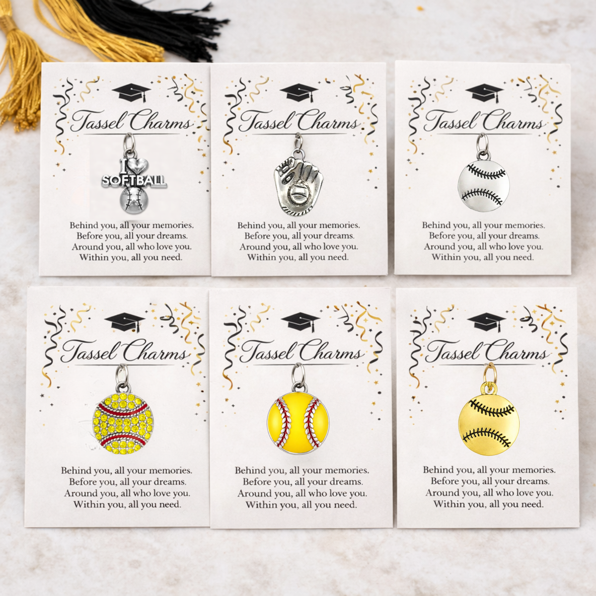 Softball Graduation Tassel Charm