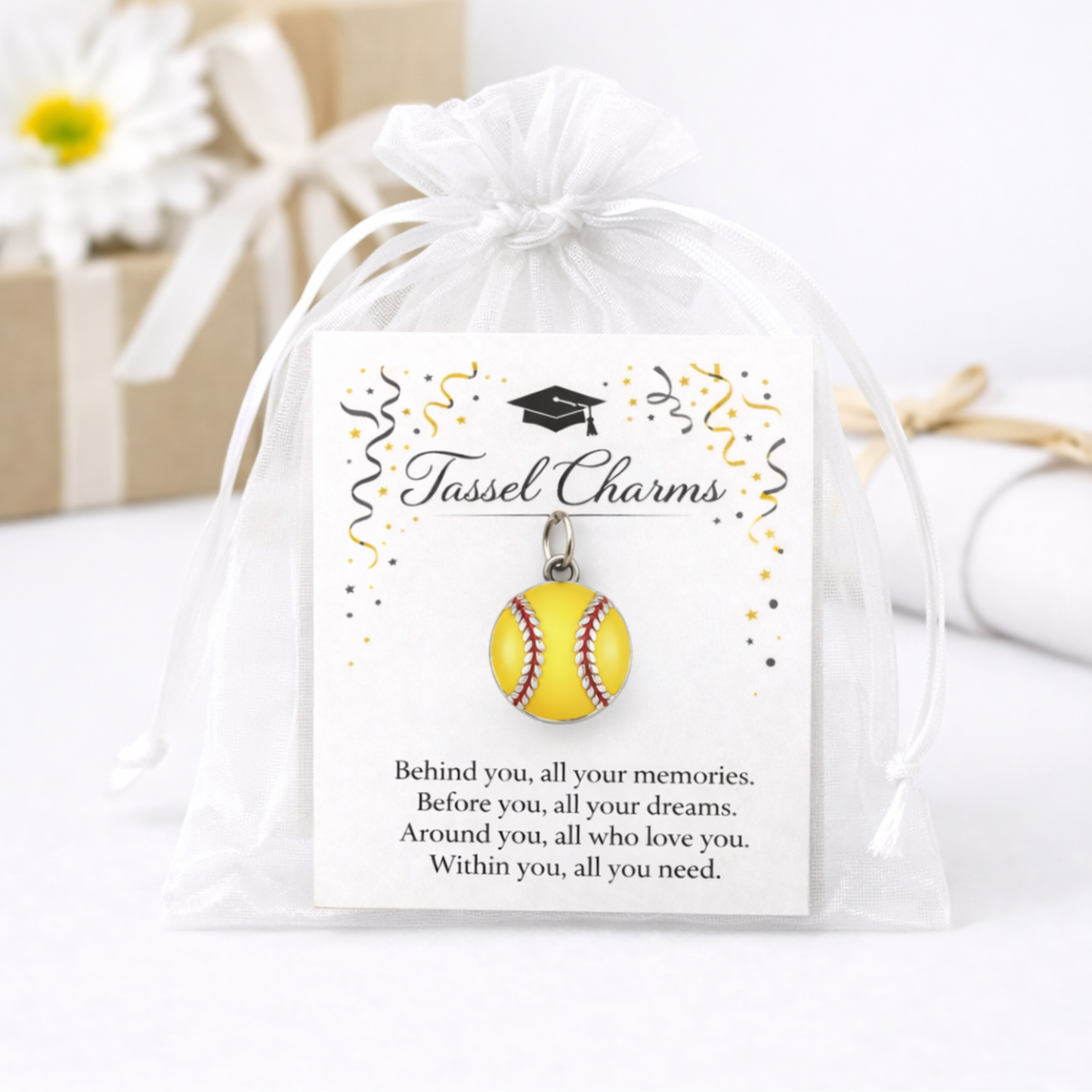 Softball Graduation Tassel Charm