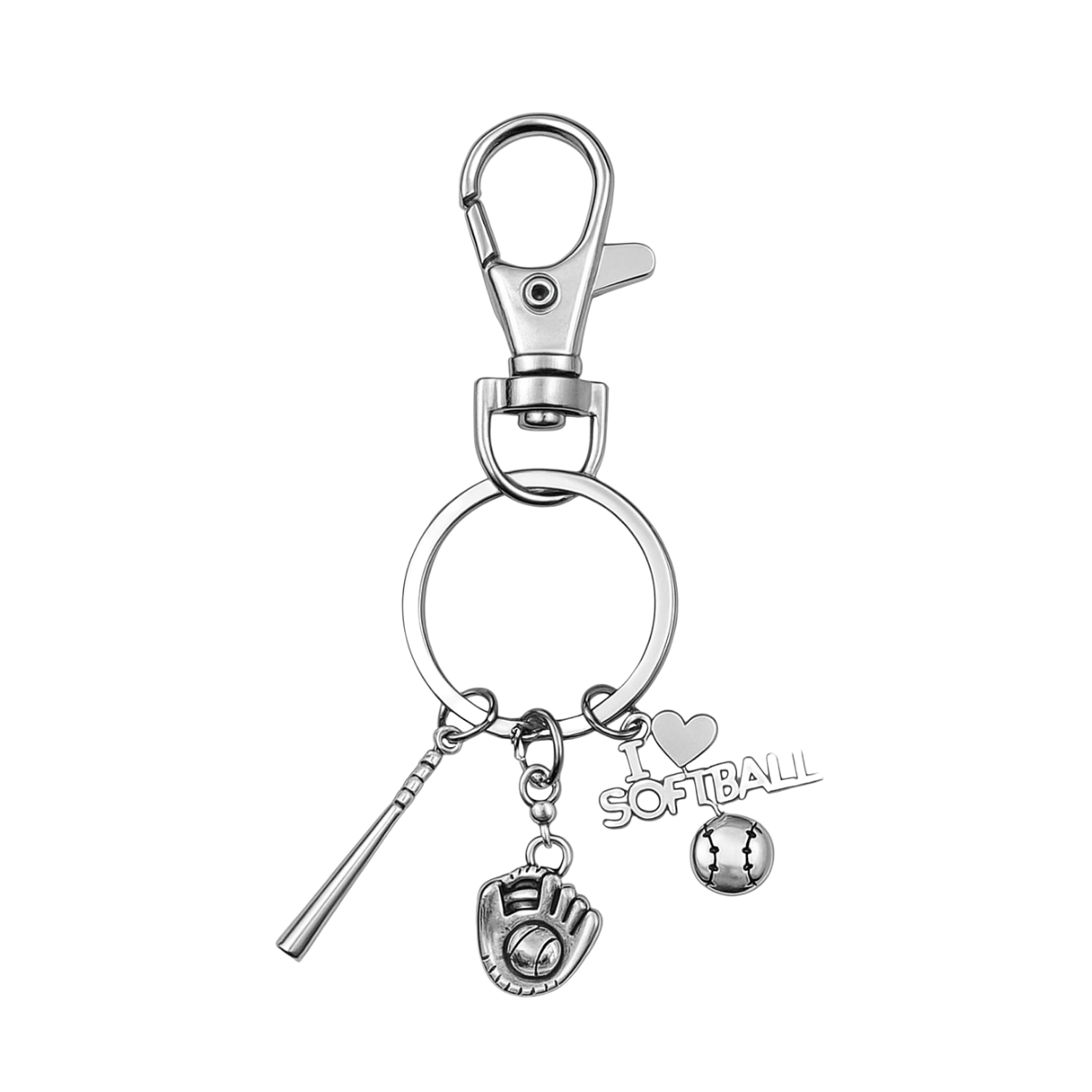 Softball Bat & Glove Zipper Pull Keychain