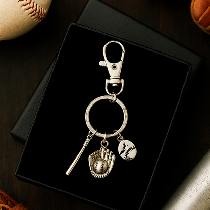 Softball Bat & Glove Zipper Pull Keychain