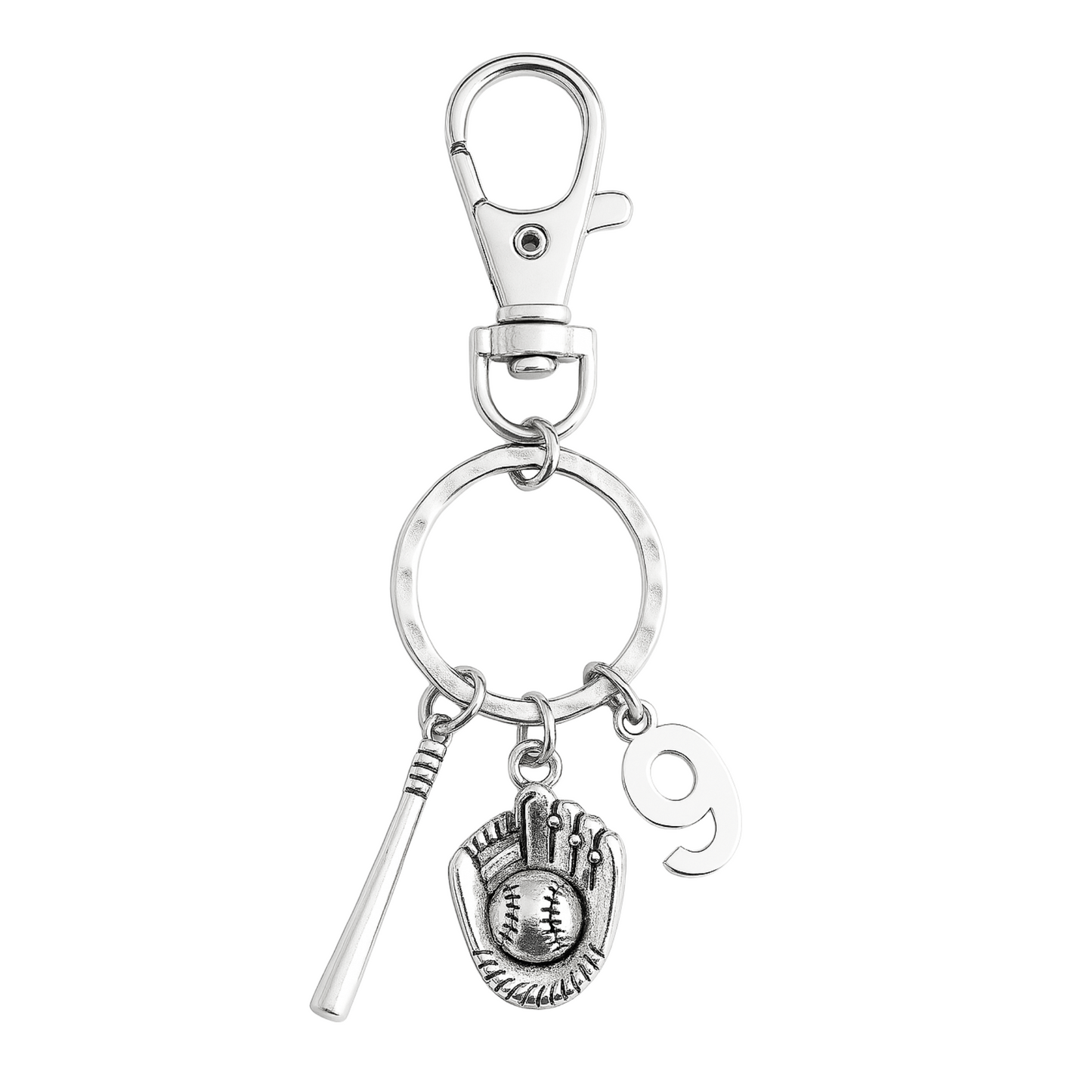 Softball Bat & Glove Zipper Pull Keychain