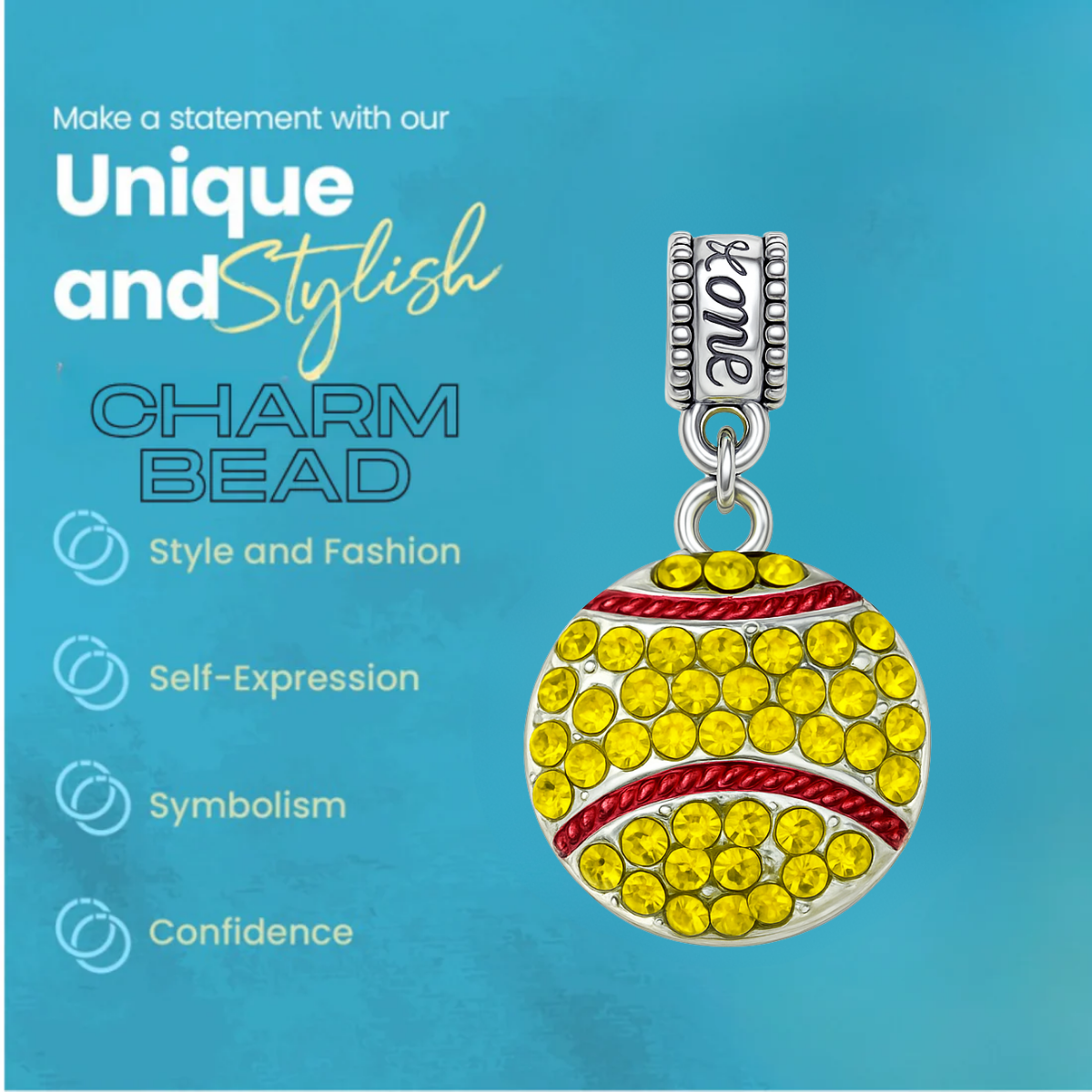 Softball Charm Bead - Pick Style