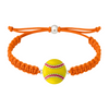 Orange braided rope bracelet with detailed softball charm in enamel