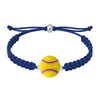 Navy blue bracelet featuring a yellow enamel softball charm, centered clearly.
