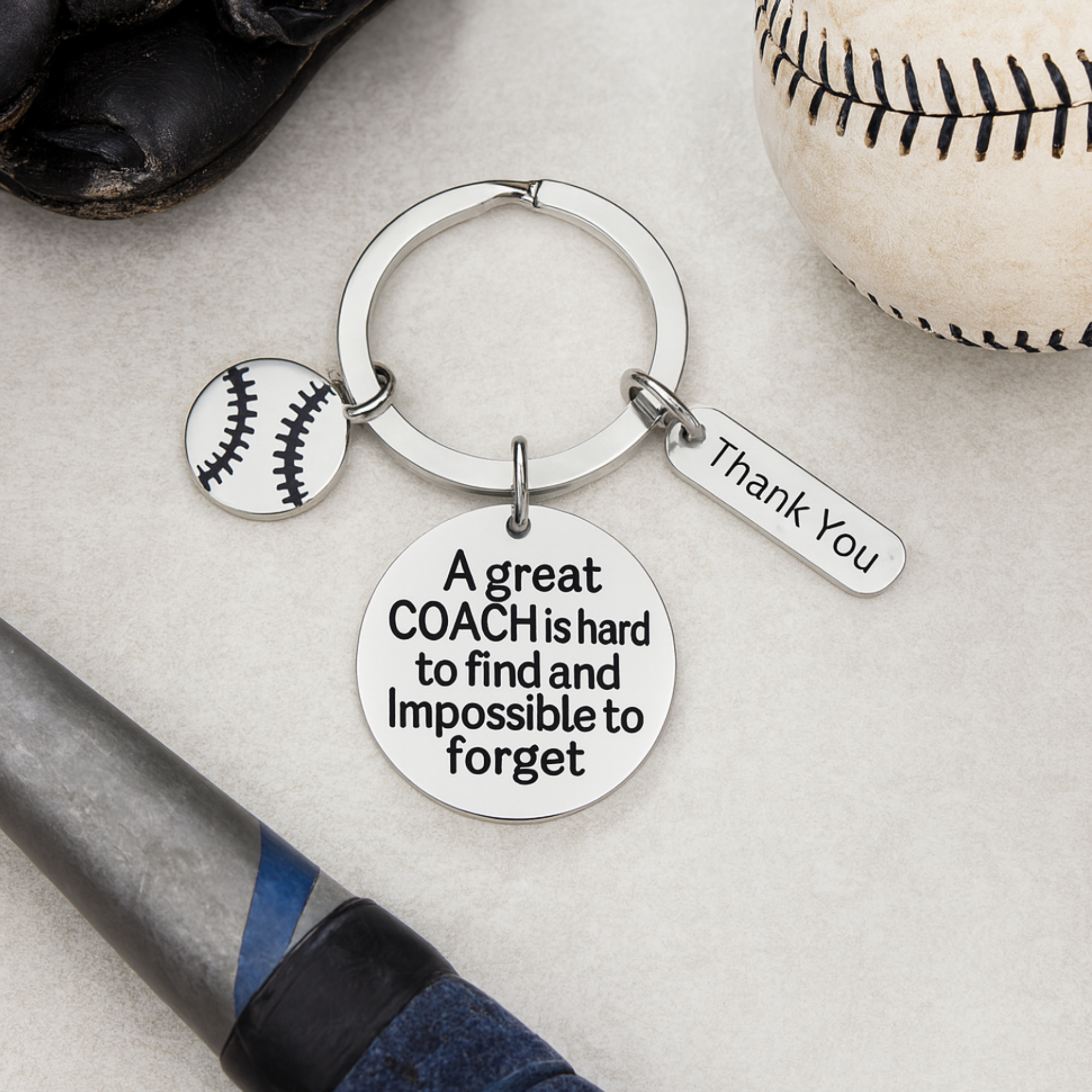 Softball Coach Keychain- Great Coach is Hard to Find But Impossible to Forget