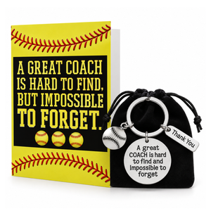 Softball Coach Keychain & Card- Great Coach is Hard to Find But Impossible to Forget