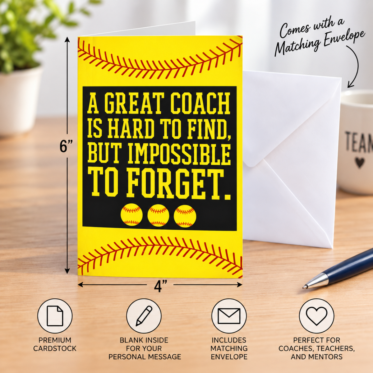 Softball Coach Keychain & Card- Great Coach is Hard to Find But Impossible to Forget