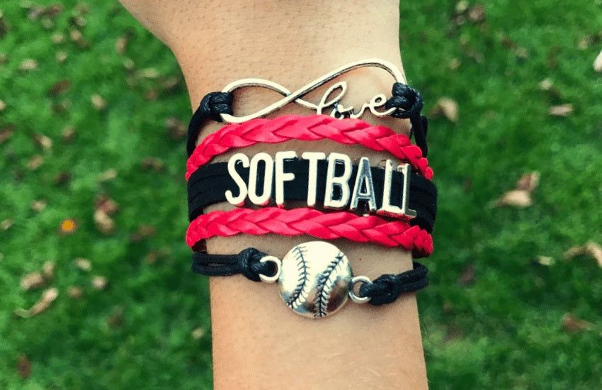 Softball Bracelets Softball Infinity Bracelet Leather Charm