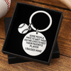 Keychain presented in gift box with engraved message for softball moms

