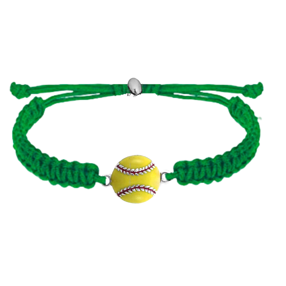 Softball Charm Rope Bracelet - Pick Color