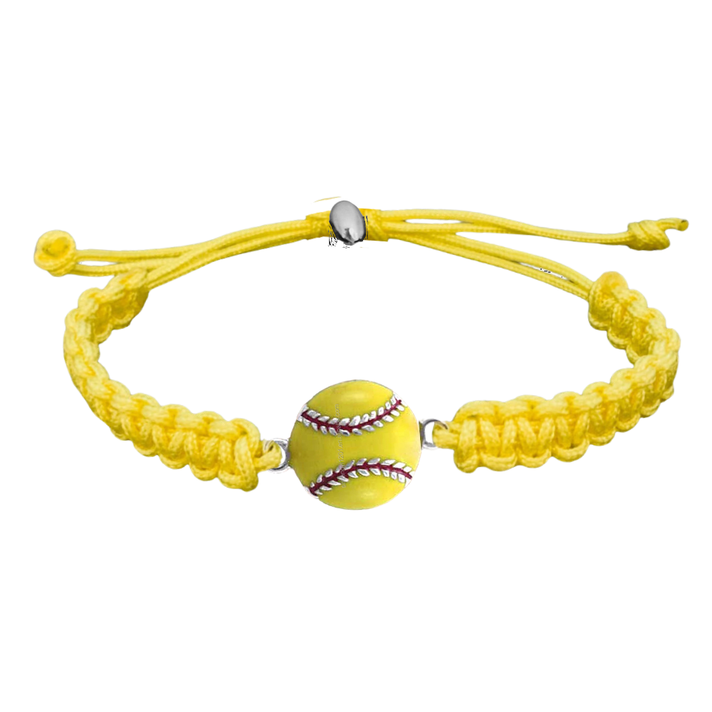 Softball Charm Rope Bracelet - Pick Color