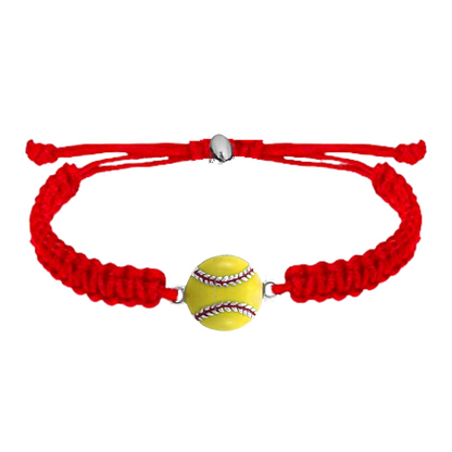 Softball Charm Rope Bracelet - Pick Color