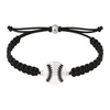 Black softball rope bracelet with a silver baseball charm, perfect for girls softball gifts and team spirit accessories.