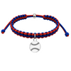 Softball charm bracelet with multi-colored braided cords, adjustable sizing, perfect softball gift for girls.
