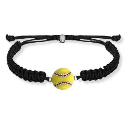 Softball Charm Rope Bracelet - Pick Color