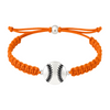 Softball rope bracelet in orange with a silver softball charm, perfect for girls softball gifts and team spirit.