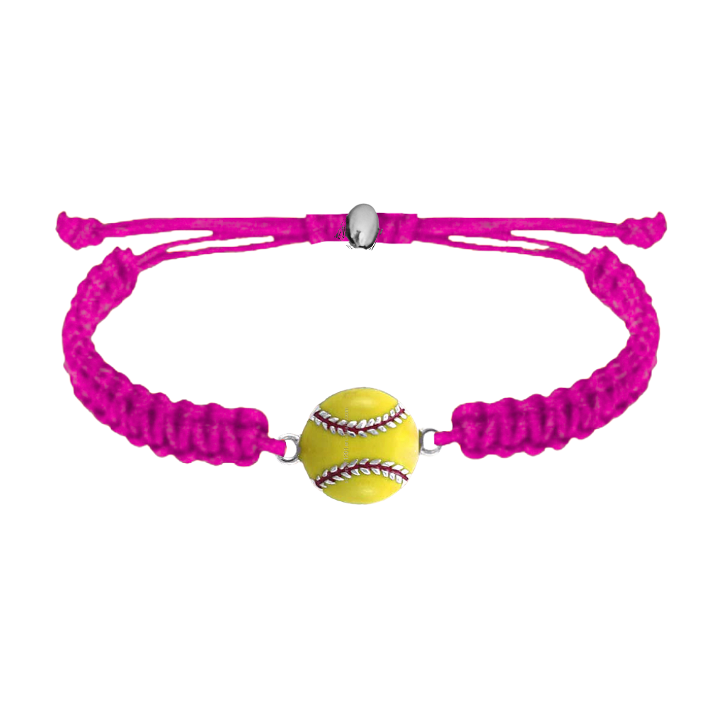 Softball Charm Rope Bracelet - Pick Color