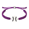 Softball rope bracelet in purple featuring silver softball charm, perfect for girls softball bracelets and gifts.