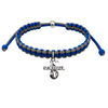 Adjustable softball charm bracelet in blue and gray, perfect softball jewelry gift for girls.