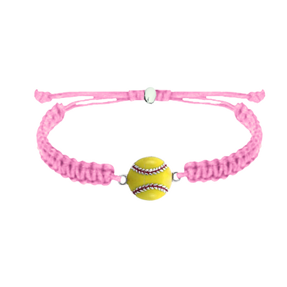 Softball Charm Rope Bracelet - Pick Color