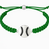 Green rope bracelet featuring a silver baseball charm, perfect for girls softball gifts and showing team spirit.